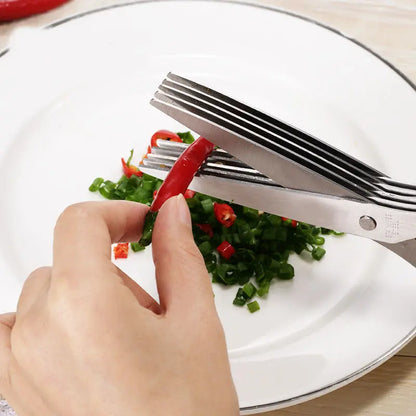 Stainless Steel 5 Blades Scallion Cutter Scissors