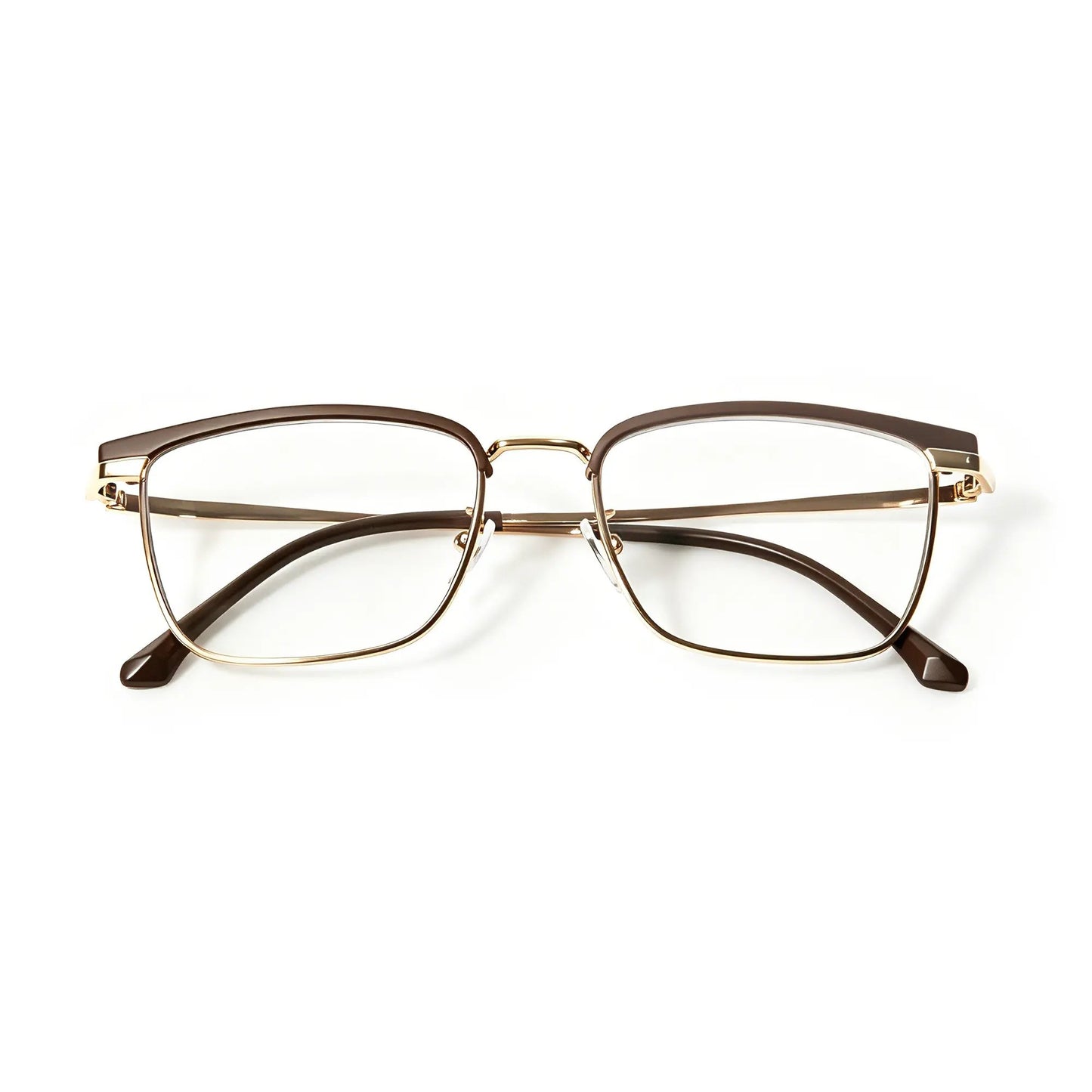 Photochromic Reading Eyewear - Unisex Square Browline Alloy Frame with UV Protection