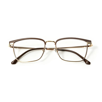 Photochromic Reading Eyewear - Unisex Square Browline Alloy Frame with UV Protection