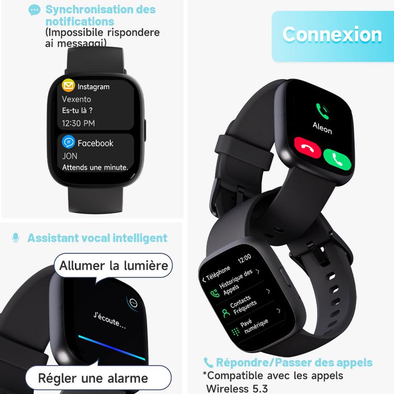 ⌚💖 Smartwatch con Chiamate Intelligenti! 🎙️ Assistente Vocale, Fitness Tracker, 100+ Sport, IP68 Impermeabile 🌊, Tracker Sonno 😴, Batteria 30 Giorni 🔋, Display HD 1,83' Personalizzabile 📸 – App VeryFit
