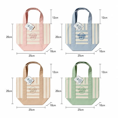 Mini Pastel Striped Canvas Tote Bag