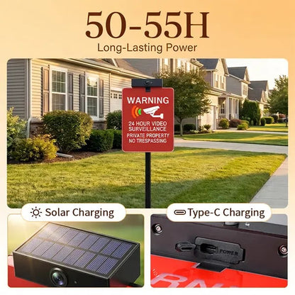 🔥 LAST DAY 40% OFF | Solar LED No Trespassing Security Sign – Rechargeable Outdoor Warning Sign with Stake