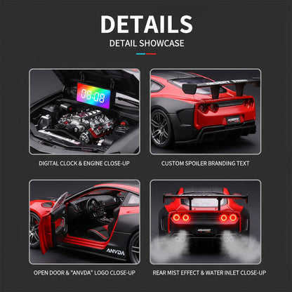 🏎️ 2026 Upgrade Hypercar Alarm Clock - Realistic Engine Revving & Motion Light Effects