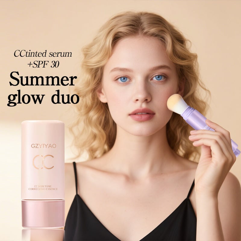 Summer skin essentials — — - CC color-correcting tinted serum + creaseless SPF 30 mineral setting powder