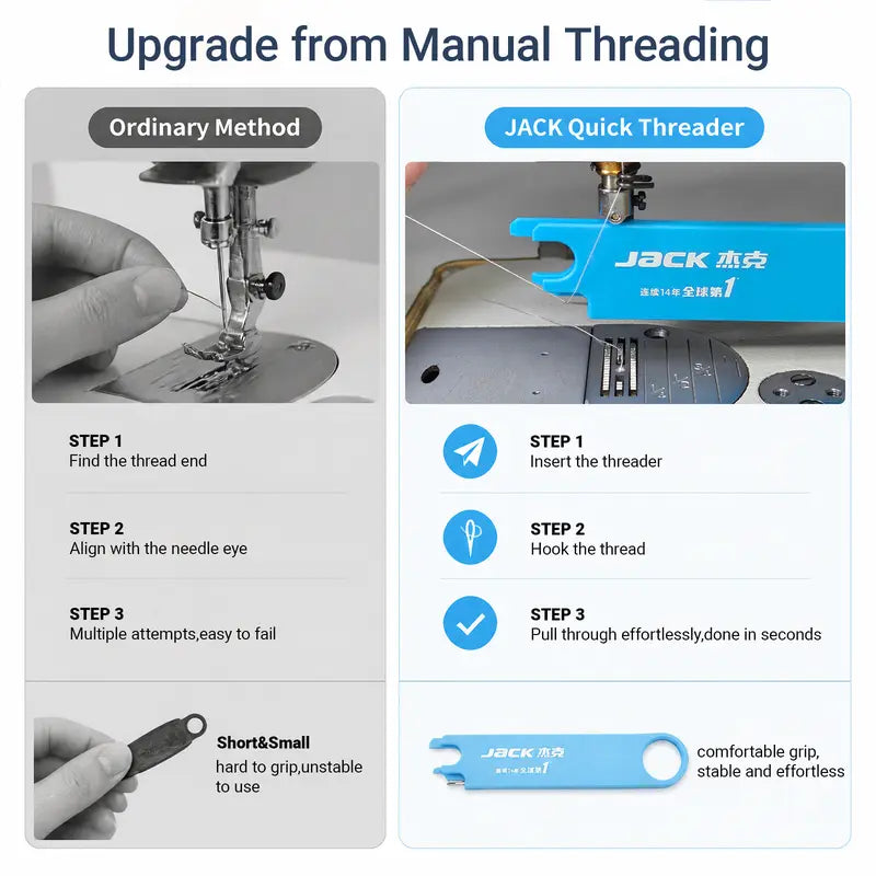 Industrial Flatbed Sewing Machine Jack 3 In 1 Needle Threading Device