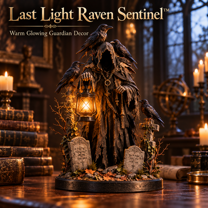 🐦‍⬛ Keeper of the Last Light™ | Lighted Raven Guardian Gothic Statue