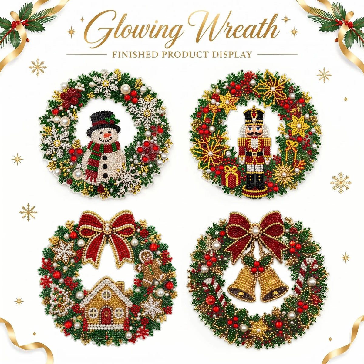 Christmas LED Diamond Painting Wreath Kit