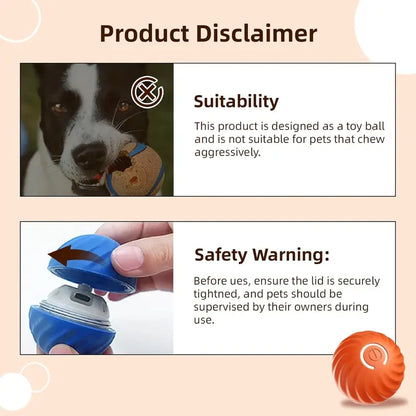 Interactive Dog Dog Balls, 2.7 in Moving Dog Ball, Durable Motion Activated Automatic Rolling Ball , USB Rechargeable