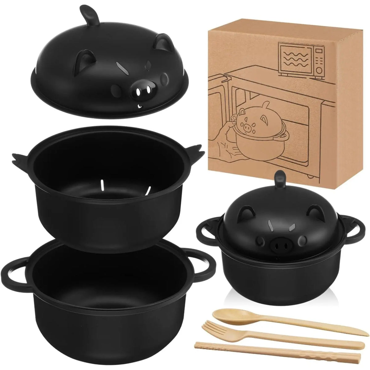🔥Kitchenware Tableware Value Pack with Strainer Lid, Handle, Utensils (Spoon, Fork, Chopsticks)