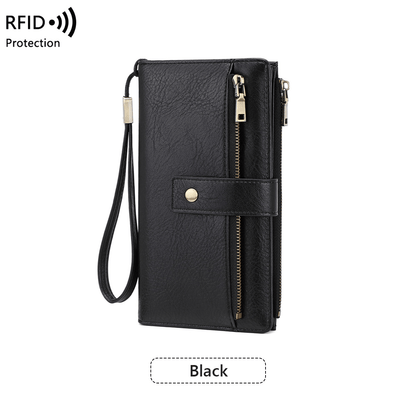 Women's long wallet, stylish clutch, elegant solid color RFID blocking leather wallet👛