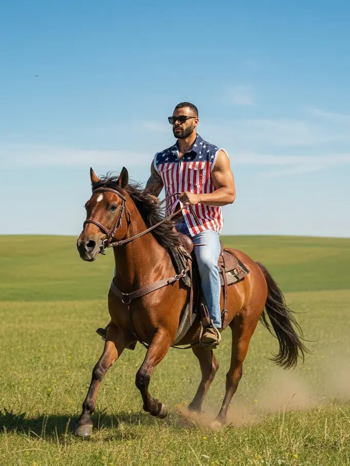 🦅4th of July Men’s and Women's American Flag Denim Vest