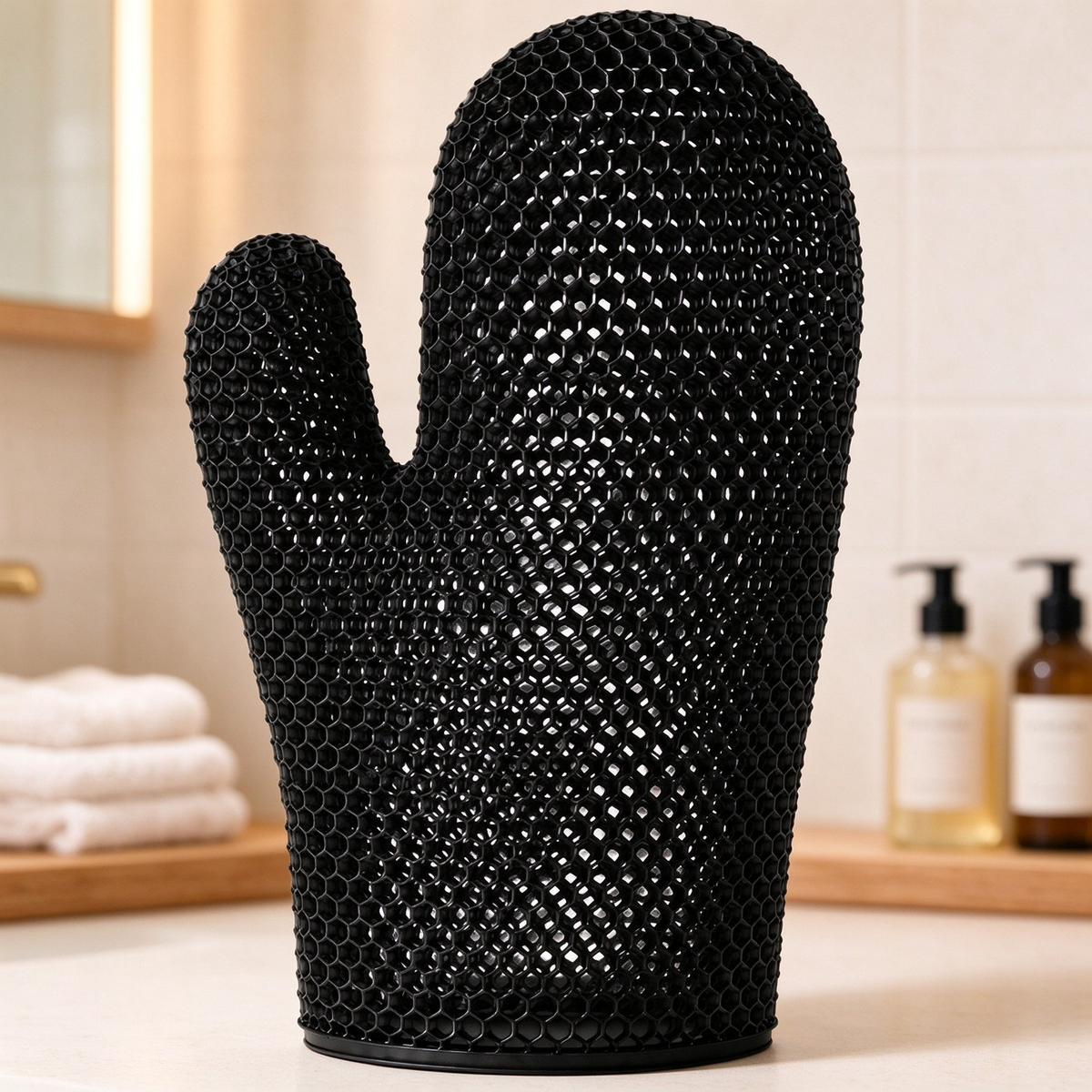 Honeycomb mesh shower scrub gloves