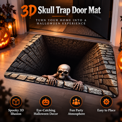 💀 3D Skull Trap Door Illusion Mat – Spooky Halloween Entrance Decor