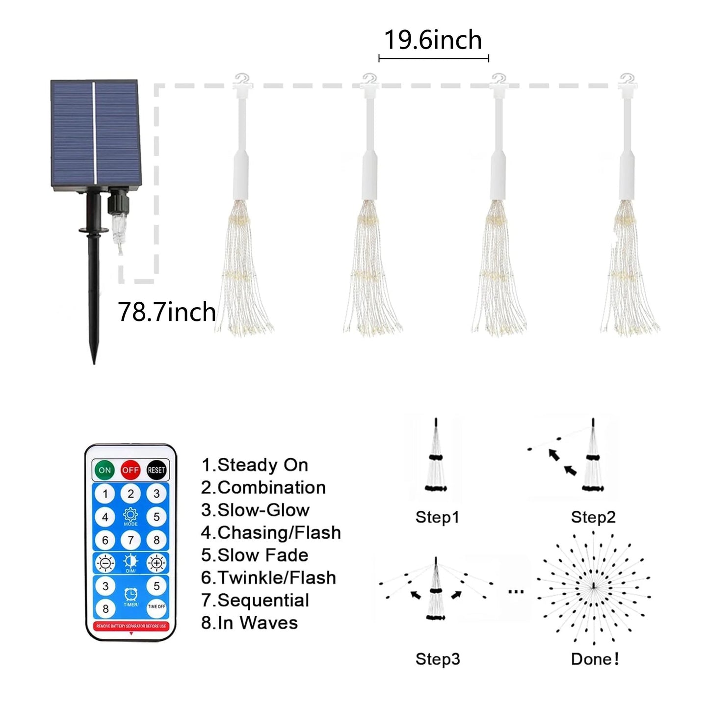🌓Last Day 49% OFF-🎆 4-Pack Solar Fireworks Lights — 480 LEDs