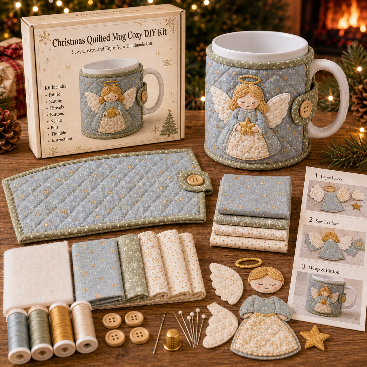 🎄☕️DIY Christmas Mug Cozy Sewing Kit🧵 – Create Your Own Festive Mug Cover✨❤️Add Cozy Holiday Charm to Your Favorite Mug🎉