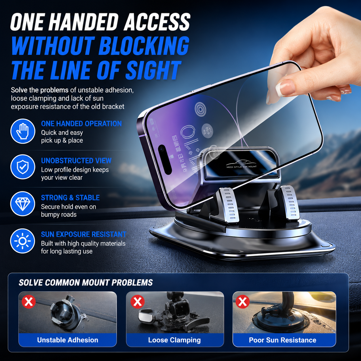 360° Car Phone Holder | Dashboard Suction Cup Mount for iPhone & Android