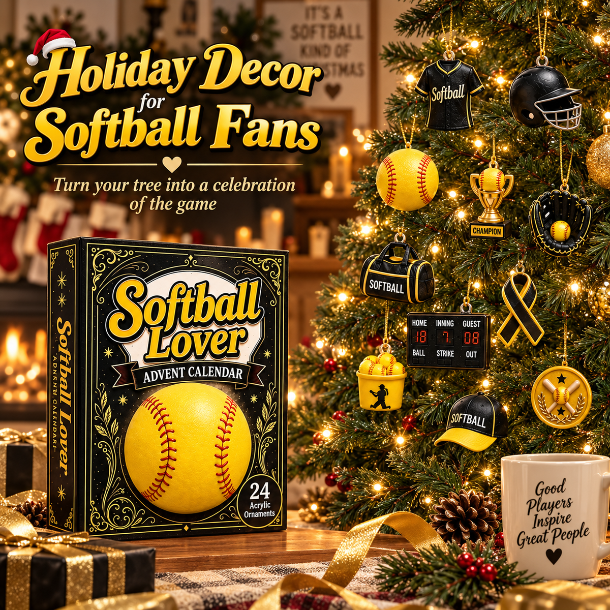 🎄 24 Days of Softball Spirit – Christmas Advent Ornament Calendar