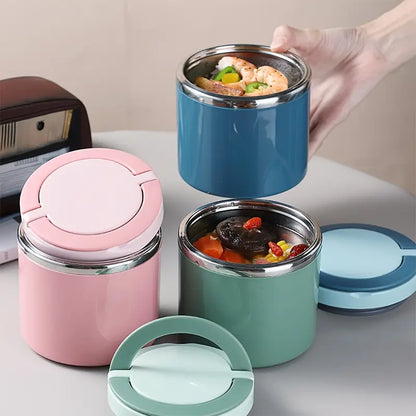 ✨Stainless Steel Insulated Lunch Box with Handle – Leakproof Stackable Food Container for Office, School & Travel