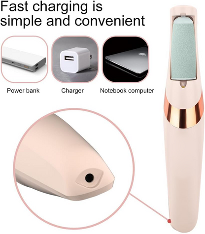 Electric Foot File – Rechargeable Callus Remover for Hard, Cracked Skin – at-Home Pedicure Kit for Smooth Feet (Men & Women) (Pink)