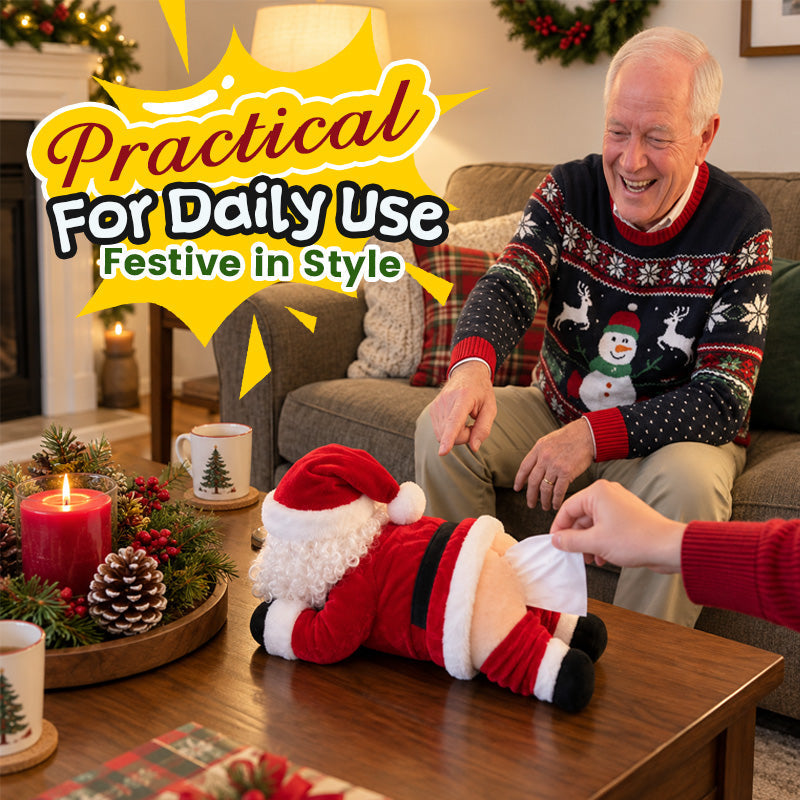 Cheeky Christmas tissue holder displayed as a humorous holiday gift