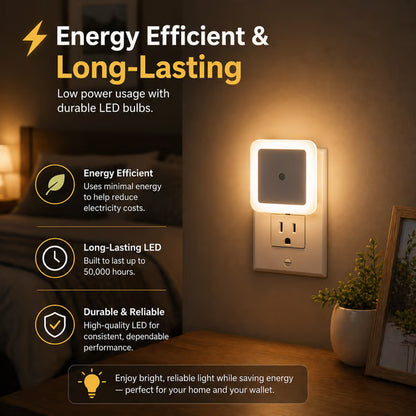 🎉6-Pack Dusk-to-Dawn LED Night Lights (Warm White, Plug-In)