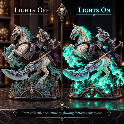 💀🔥 Wraith Rider™ Soulfire Horseman Lamp – Gothic Undead Knight Collector Light