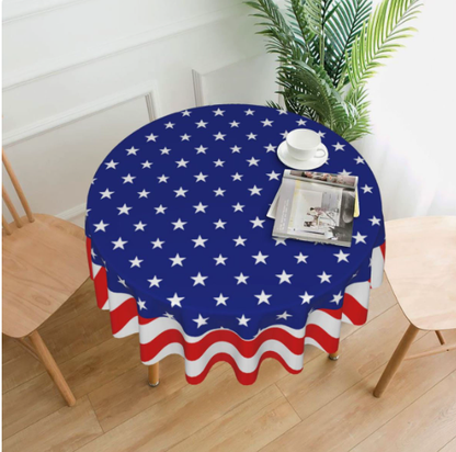 Patriotic Starburst Round Tablecloth