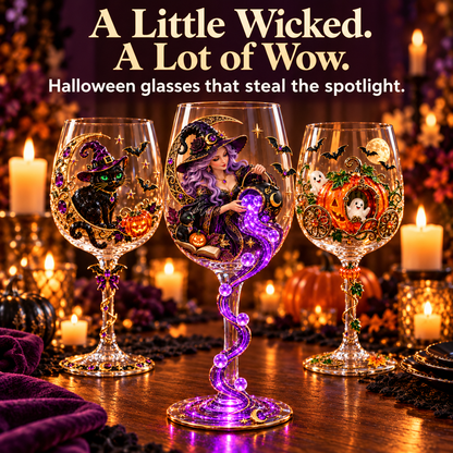 🎃 Halloween Decorative Wine Glass Collection | 5 Spooky Designs