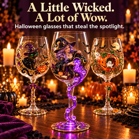 🎃 Halloween Decorative Wine Glass Collection | 5 Spooky Designs
