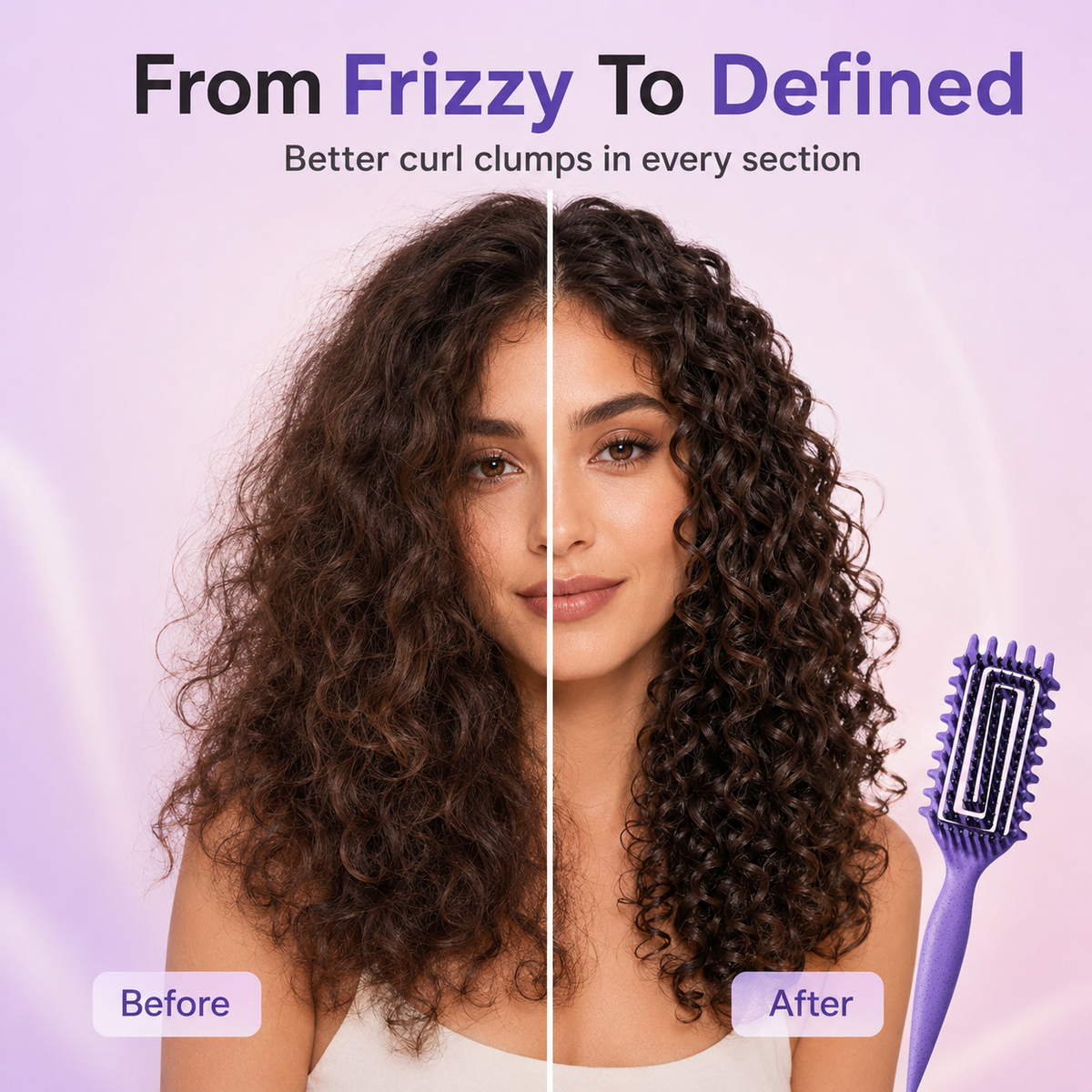 🌀 Defined Curl & Volume Styling Hair Brush – 3-Side Clumping & Detangling Brush ✨