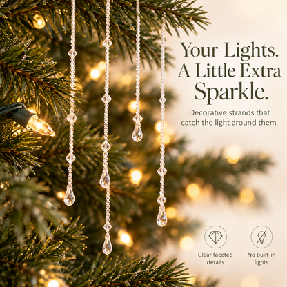 ✨ Reusable Clear Beaded Tinsel – Teardrop Icicle Strands for Christmas Trees