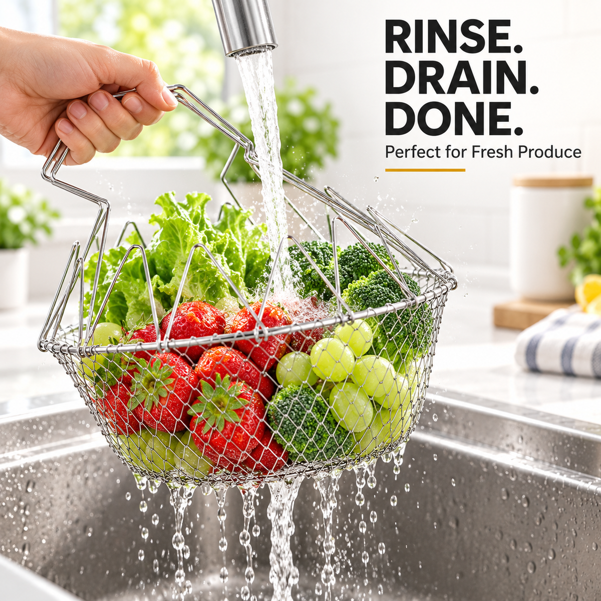 🔥Limited-Time 49% OFF – Foldable Stainless Steel Frying Basket & Colander ✨