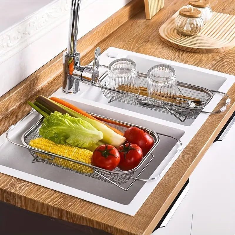 ✨ Save 50% Today 🥬 Expandable Over-the-Sink Strainer Basket – Rinse, Drain & Dry with Ease