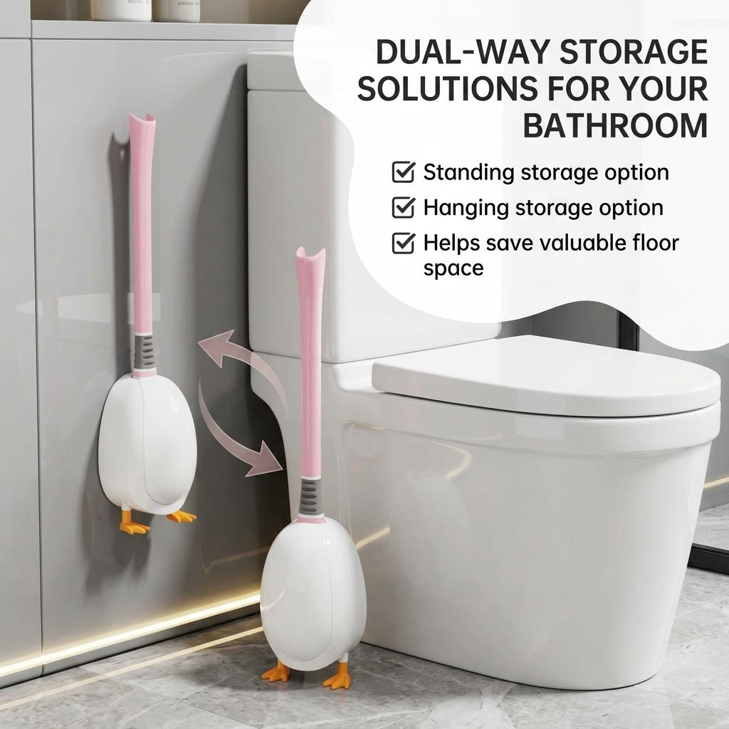 Cute Duck Silicone Toilet Brush – Flexible Deep-Clean Design