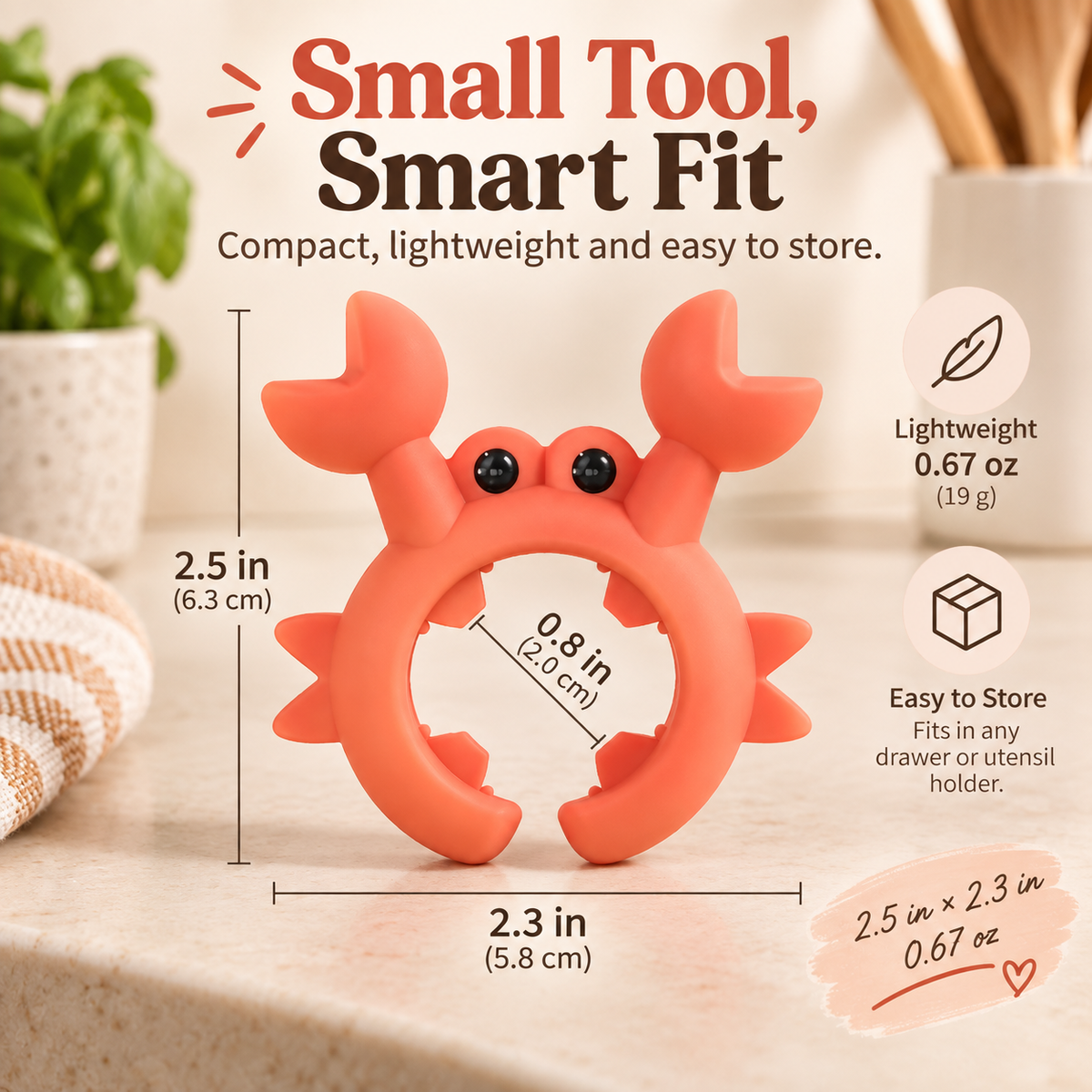 🦀 Cute Crab Silicone Utensil Holder and Pot Lid Lifter 🍲