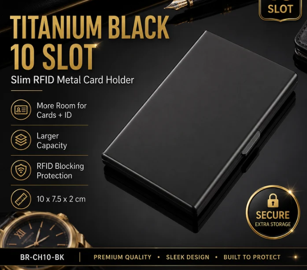 RFID Blocking Metal Card Holder – Slim Stainless Steel Wallet, 6/8/10 Slot