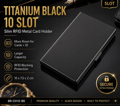 RFID Blocking Metal Card Holder – Slim Stainless Steel Wallet, 6/8/10 Slot