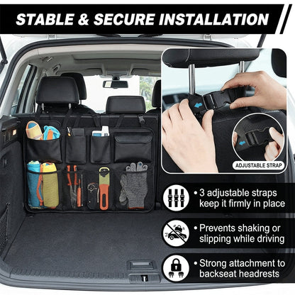 🚗📦Car Trunk Organizer – Hanging Storage with 8 Pockets for SUVs & Trucks
