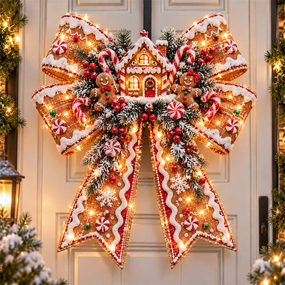 🎀 Giant Light-Up Christmas Bows – Magical Holiday Door Hangers in 6 Styles 🎄✨
