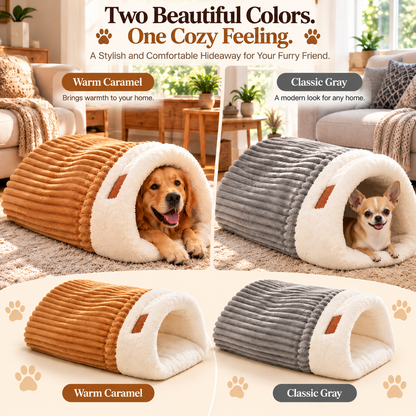 🐾 Cozy Cave Dog Bed – Plush Sherpa Hideaway with Soft Cushion & Non-Slip Bottom