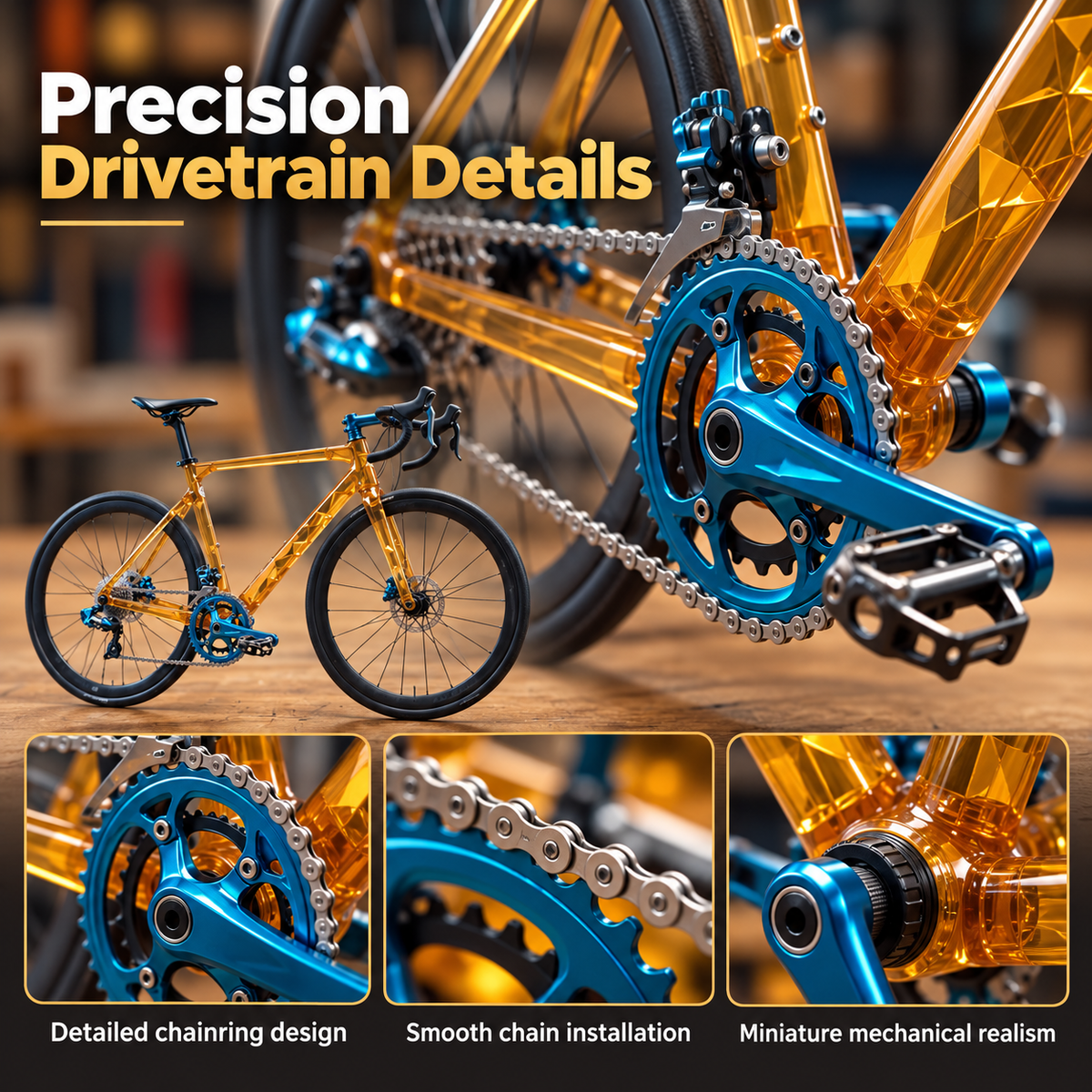 💎🚴 Transparent Mini Road Bike Model – DIY Assembly Kit & Desk Display