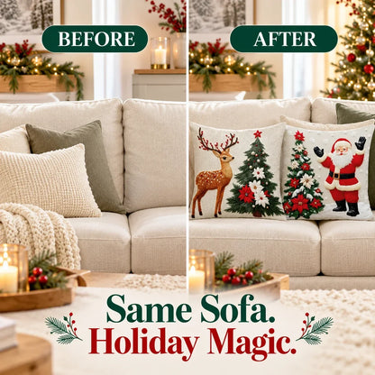 🎄 Christmas Pillow Covers 4-Piece Set — Festive Sofa Makeover