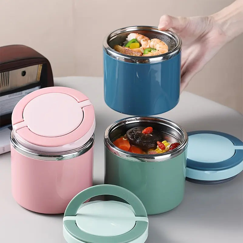Stainless Steel Insulated Lunch Box with Handle – Leakproof Stackable Food Container for Office, School & Travel