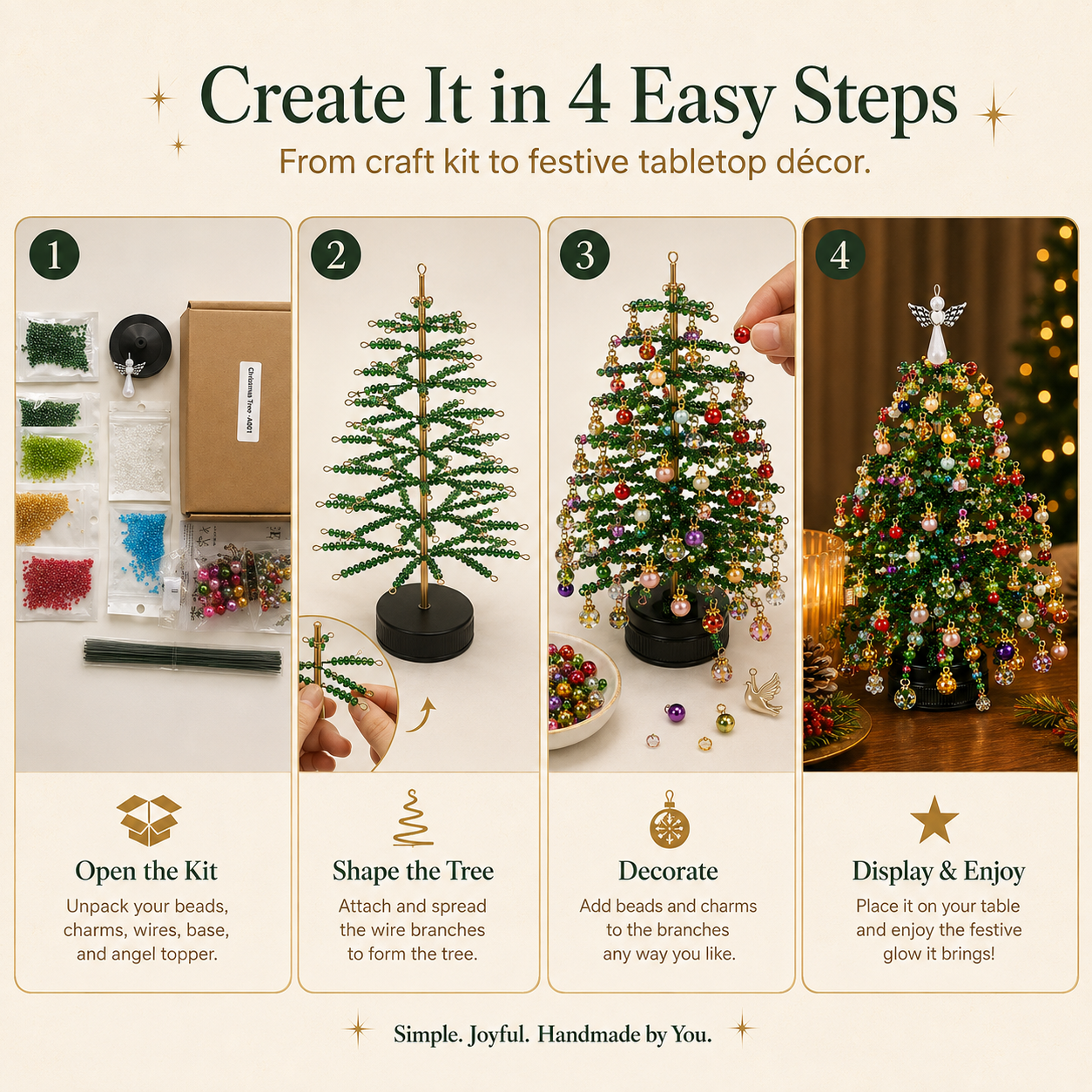 🎄 DIY Beaded Christmas Tree Craft Kit - Tabletop Holiday Decoration✨