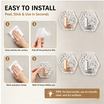 10PCS Modern Hexagon Adhesive Hooks