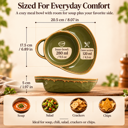 ✨ 2-in-1 Soup & Side Bowl – Cozy Meal Serving Set with Handle🥣