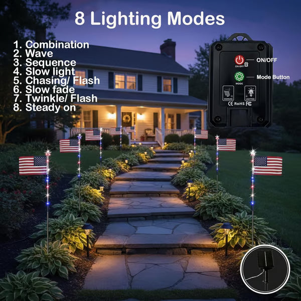 🔥250th Independence Celebration: 49% OFF🔥8 Solar American Flag Pathway Lights💫