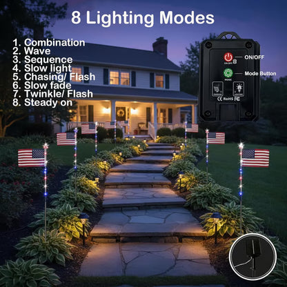 🔥250th Independence Celebration: 49% OFF🔥8 Solar American Flag Pathway Lights💫