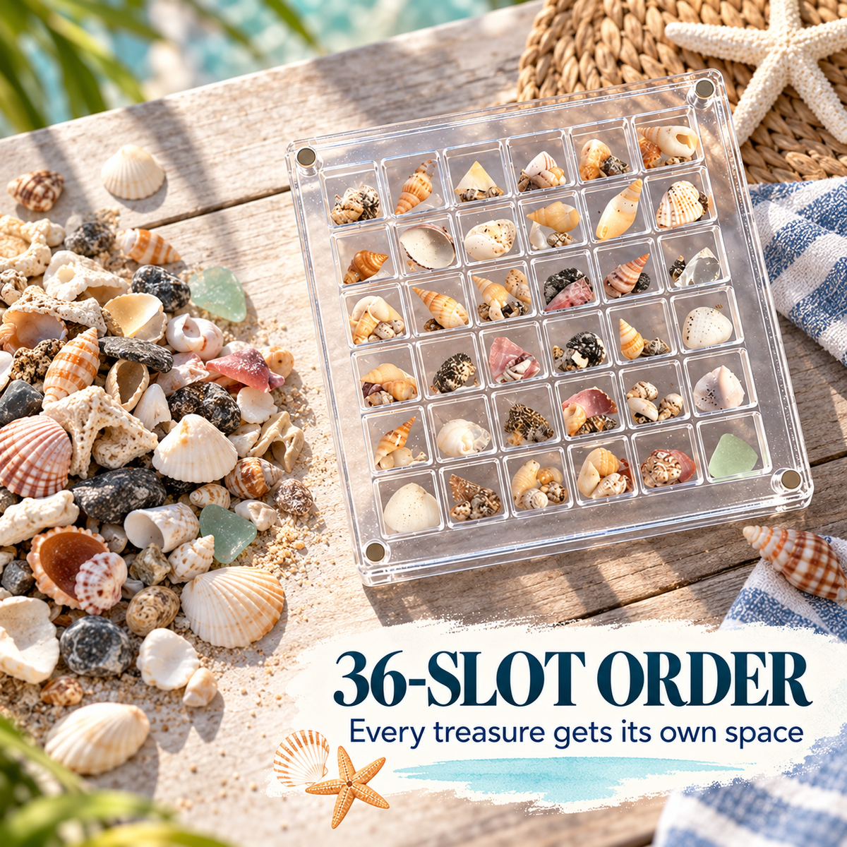36-Grid Clear Acrylic Organizer Box for Small Collectibles ✨
