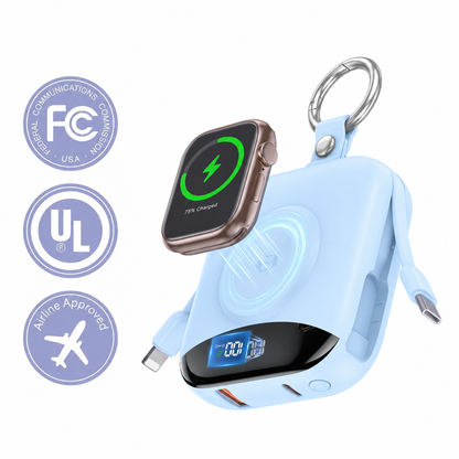 🔥10000mAh Portable Charger Power Bank with Built-in Cables Travel Keychain Battery Pack